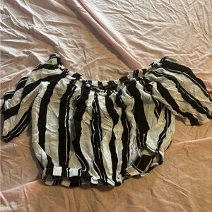 Revamped Black and White Striped Crop Top
